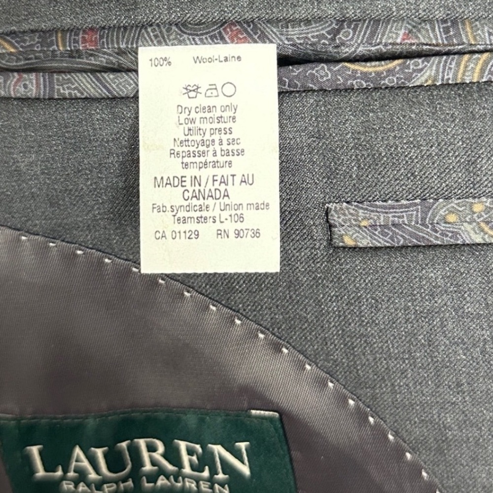 Ralph Lauren Mens Wool Blazer Sz 40R Dark Gray Professional Tailored Jacket Coat - Picture 9 of 16